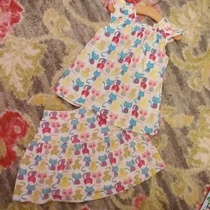 Multicolored cat print top with skirt